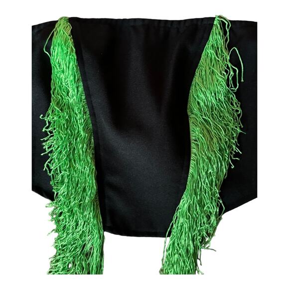 Nasty Gal Premium Fringed Bustier Top black with Green fringe size 8 - Picture 6 of 11